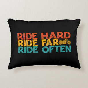 Ride Hard Ride Far Ride Often Motorcycle Rider Decorative Cushion