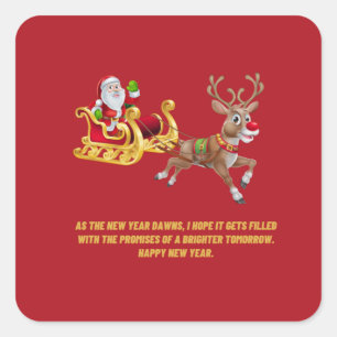 Ride into a Bright New Year with Santa Square Sticker