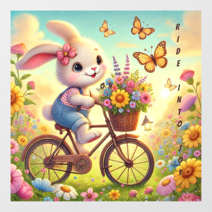 Ride Into Joy - Bunny Bicycle Window Cling