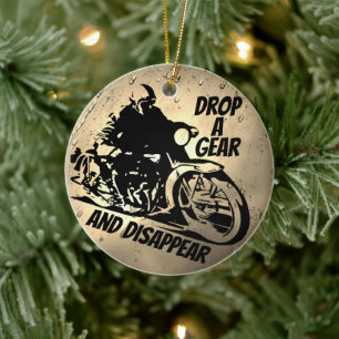 Ride into the New Year: 'Drop a Gear and Disappear Ceramic Tree Decoration