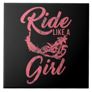 Ride Like A Girl Motorcycle Funny Gift Tile