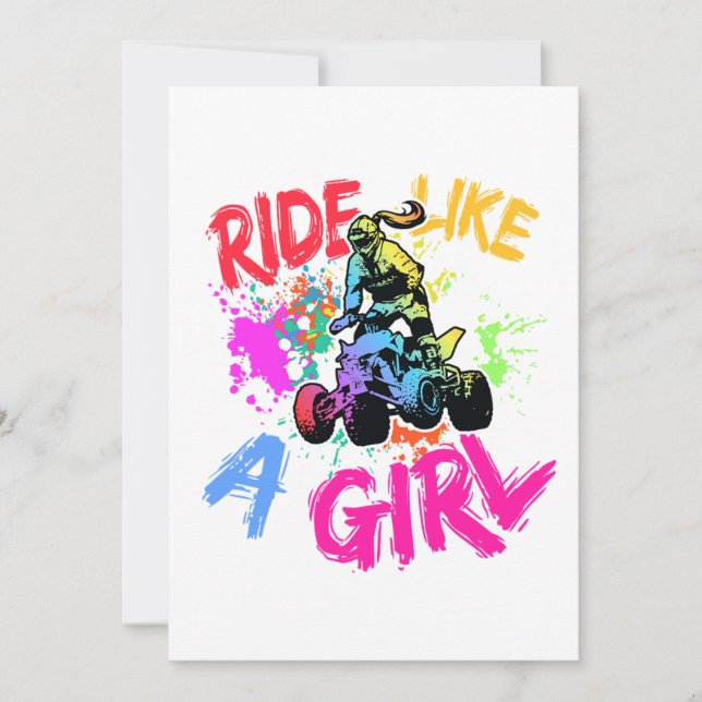 Ride Like a Girl Quad Bike ATV Rider Girl Invitation (Front)