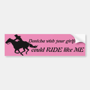Ride Like Me Barrel Racing Cowgirl Bumper Sticker