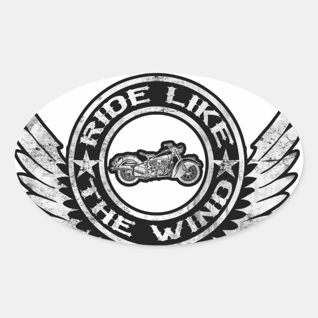 Ride like the wind oval sticker (Front)