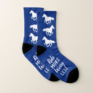 Ride More Worry Less Blue Horse Riding Socks