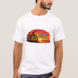 Ride More Worry Less Sunset Mountain Bike T-Shirt