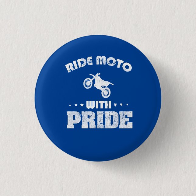 Ride moto with pride 3 cm round badge (Front)