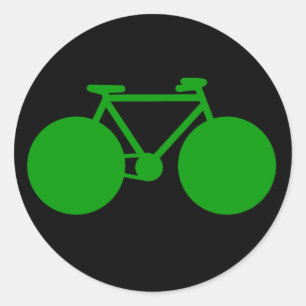 ride on . bicycle green attitude classic round sticker