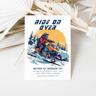 Ride on Over Snowboarding Birthday Party Invitation