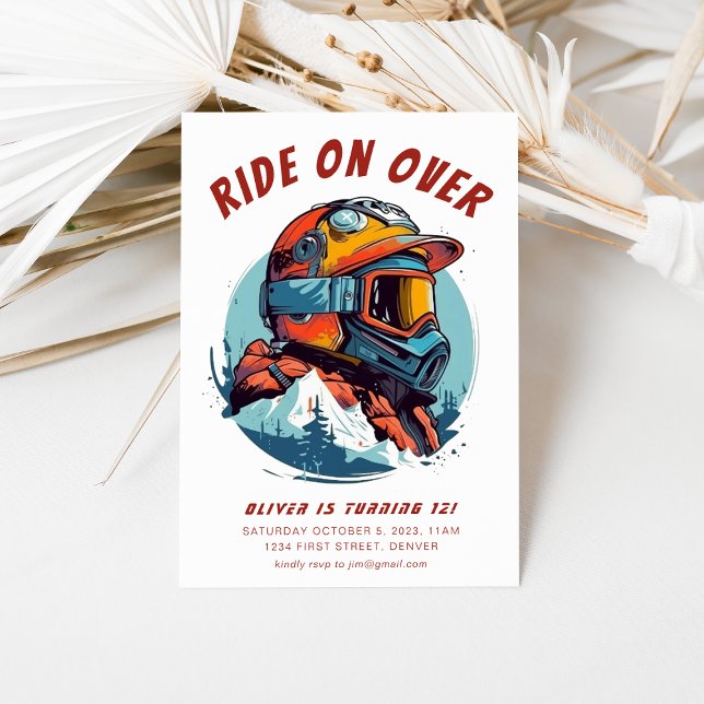 Ride on Over Snowboarding Birthday Party Invitation (Creator Uploaded)