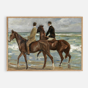 Ride on the beach, vintage oil poster
