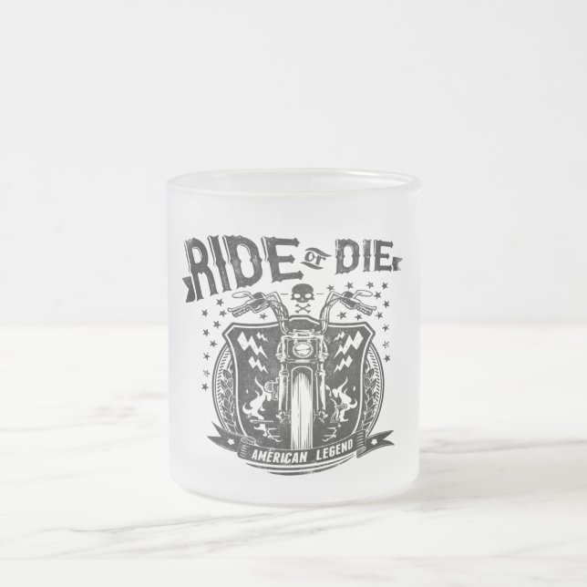 ride or die american legend frosted glass coffee mug (Center)