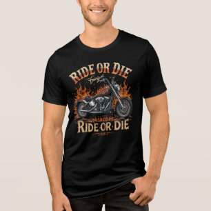 "Ride or Die Biker T-Shirt Vintage Motorcycle Cl Tri-Blend Shirt