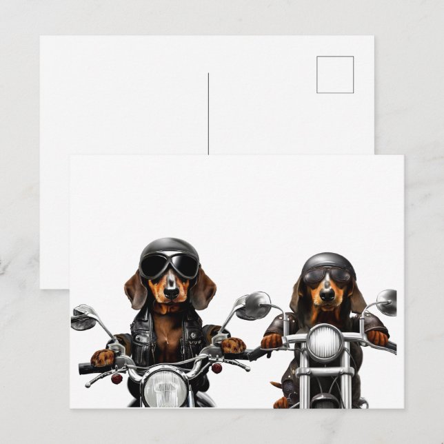 Ride or Die Dachshund Bikers Postcard (Front/Back)