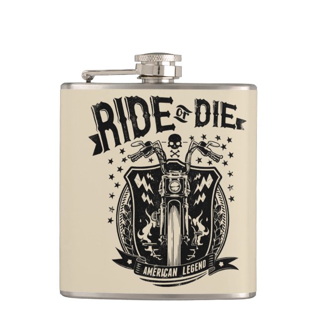 Ride or Die Motorcycle Hip Flask (Front)