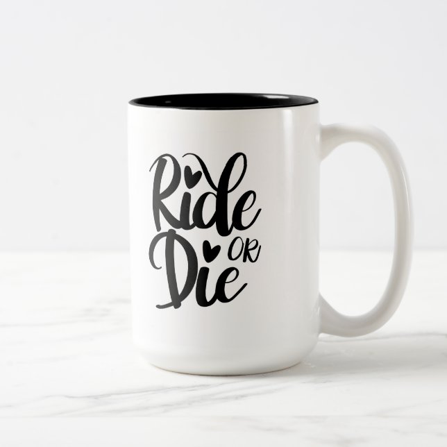 Ride or Die Mug, Coffee Mug, BFF Two-Tone Coffee Mug (Right)