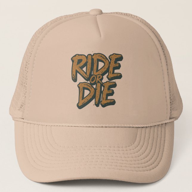 Ride Or Die Skater - Skateboarding Graphic Print Trucker Hat (Front)