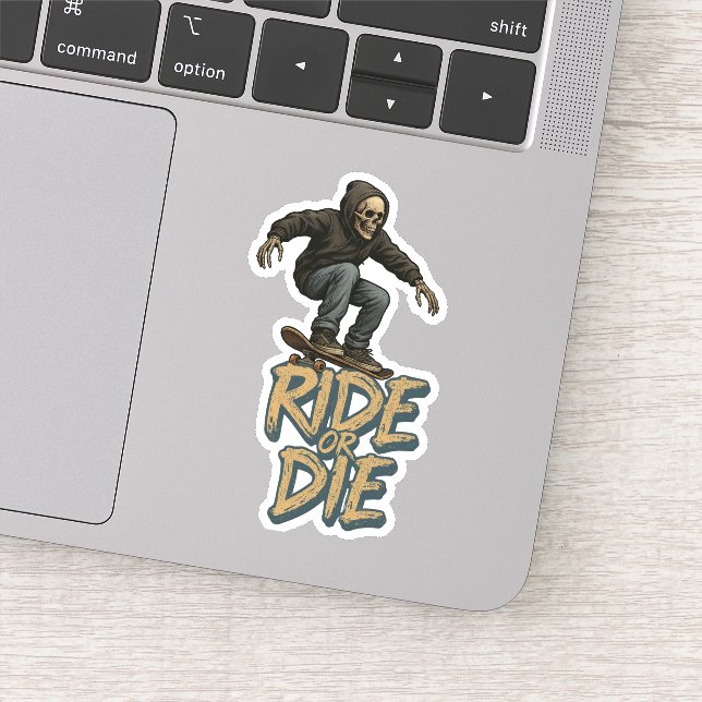 Ride Or Die Skater Skeleton -Skateboarding Graphic (Detail)