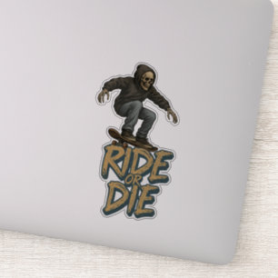 Ride Or Die Skater Skeleton -Skateboarding Graphic