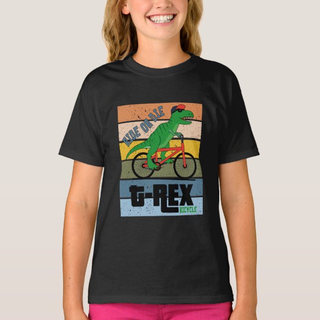 Ride or Die T Rex Bicycle T-Shirt (Front)
