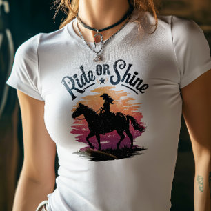 Ride or Shine Cowgirl Sunset Design Tri-Blend Shirt