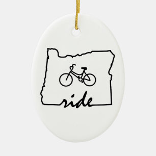 Ride Oregon (Cycling) Ceramic Tree Decoration