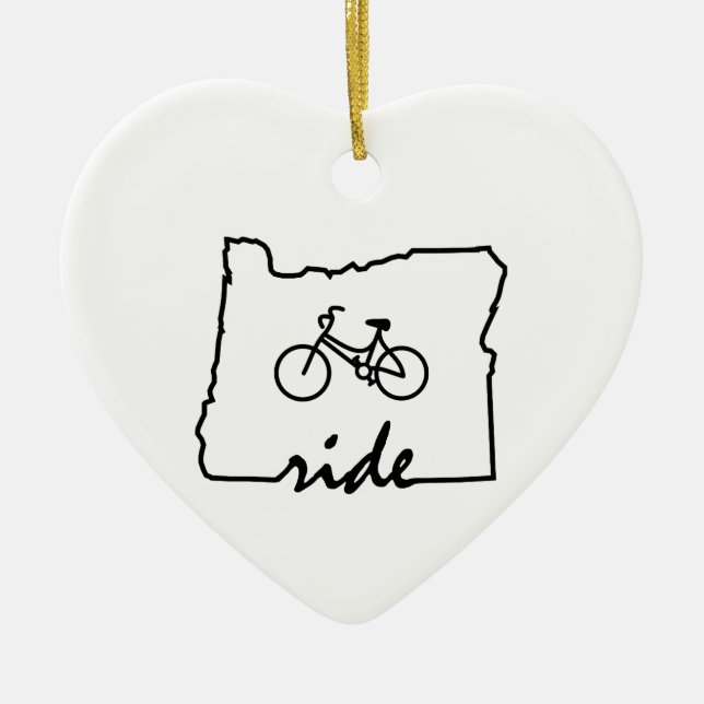 Ride Oregon (Cycling) Ceramic Tree Decoration (Front)