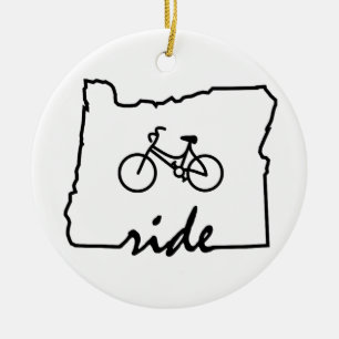 Ride Oregon (Cycling) Ceramic Tree Decoration