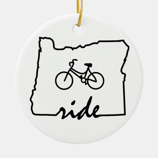 Ride Oregon (Cycling) Ceramic Tree Decoration (Front)