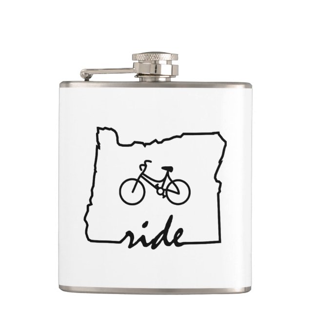 Ride Oregon (Cycling) Hip Flask (Front)