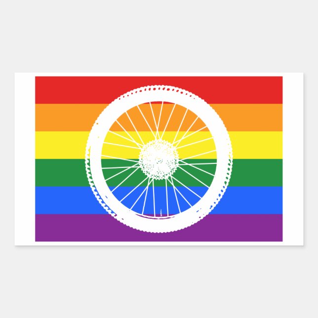 Ride Pride Cycling Wheel Rectangular Sticker (Front)