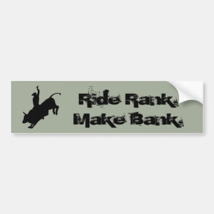 Ride Rank Bull Riding Rodeo Cowboy Up Bumper Sticker