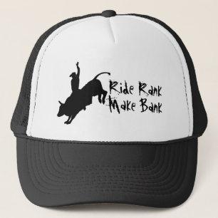 Ride Rank Bull Riding Rodeo Cowboy Up Trucker Hat