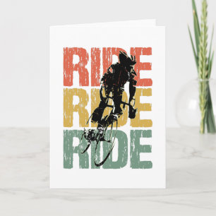 Ride Ride Ride Vintage Bicycle Rider Card