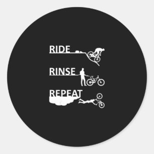 Ride Rinse Repeat Funny Mountain Bike Classic Round Sticker