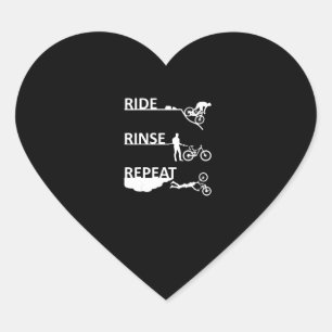 Ride Rinse Repeat Funny Mountain Bike Heart Sticker