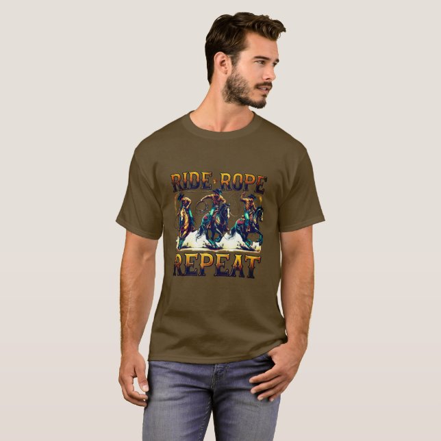 ✨"Ride Rope Repeat" Cowboy Riding Shirt  (Front Full)