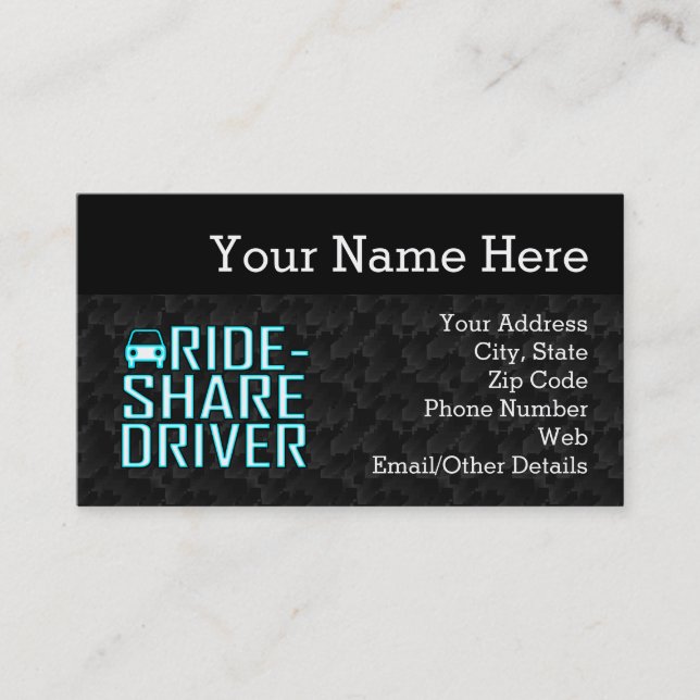 Ride Share Driving Uber Driver Rideshare Business Card (Front)