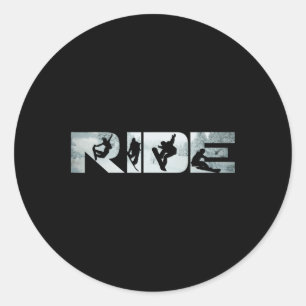 Ride Snowboards Tee Funny Snowboarding Lover Classic Round Sticker