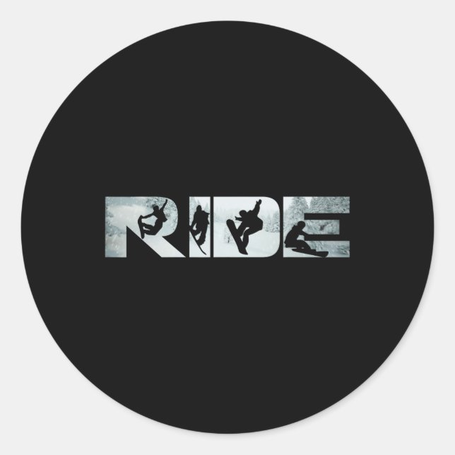 Ride Snowboards Tee Funny Snowboarding Lover  Classic Round Sticker (Front)