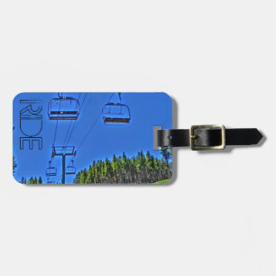Ride summer ski lift bright scenic luggage tag