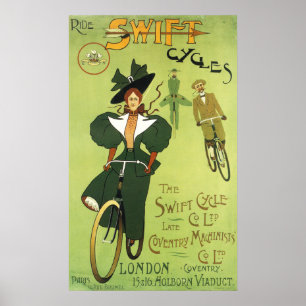 Ride Swift Cycles Vintage Poster