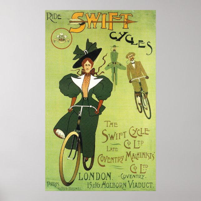 Ride Swift Cycles Vintage Poster (Front)