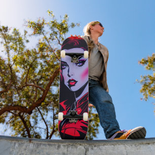 Ride the Artistic Vibe: Cute Pop Art Girl  Skateboard
