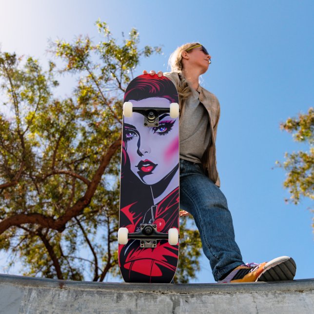 Ride the Artistic Vibe: Cute Pop Art Girl  Skateboard (Outdoor 1)