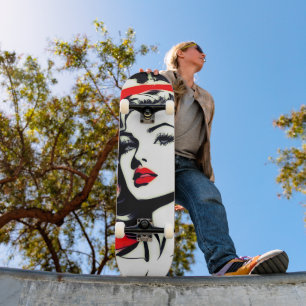 Ride the Artistic Vibe: Cute Pop Art Girl  Skateboard