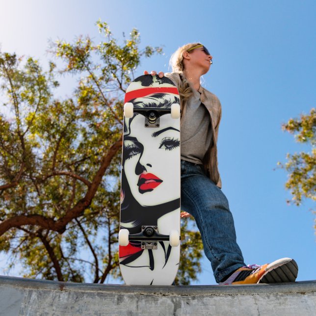 Ride the Artistic Vibe: Cute Pop Art Girl  Skateboard (Outdoor 1)