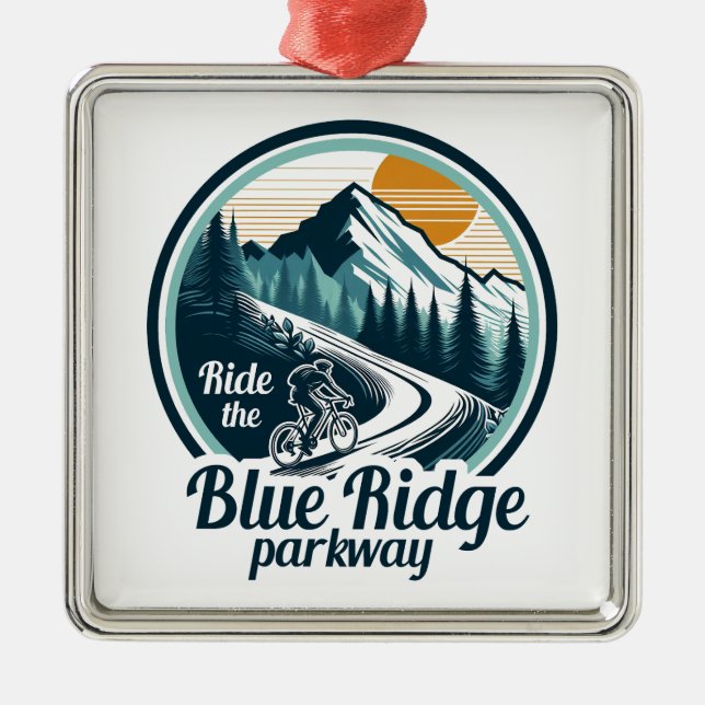 Ride The Blue Ridge Parkway Cycling Metal Tree Decoration (Front)