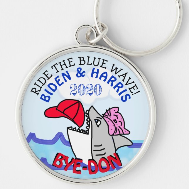 Ride the Blue Wave, Vote Biden 2020 Election Bye Key Ring (Front)