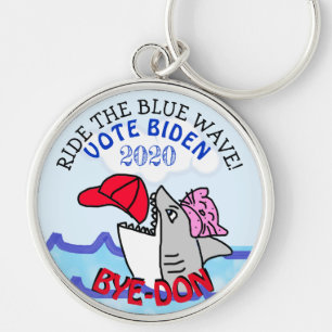 Ride the Blue Wave, Vote Biden 2020 Election Bye Key Ring